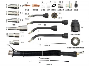 Apollo 500a water cooled welding gun consumables